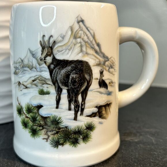 Vintage Plankenhammer Bavaria Pottery‎ Hunting Ibex Mountain Mug Cup Tankard - Picture 2 of 8